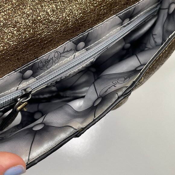 Betsey Johnson Gold Purse Metallic Gold Crossbody Bag With Bow Accent Square Sha - Picture 8 of 11